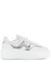Hogan White Sneakers With Smooth Upper And Metallic Accent In Silver