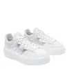 Hogan H-stripes Leather Sneakers In Silver