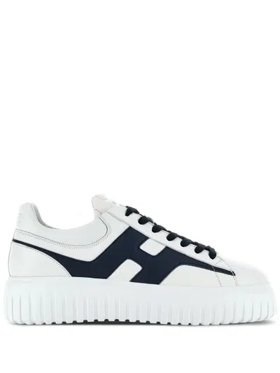Hogan H-stripes Low-top Sneakers With Smooth Leather Upper In White