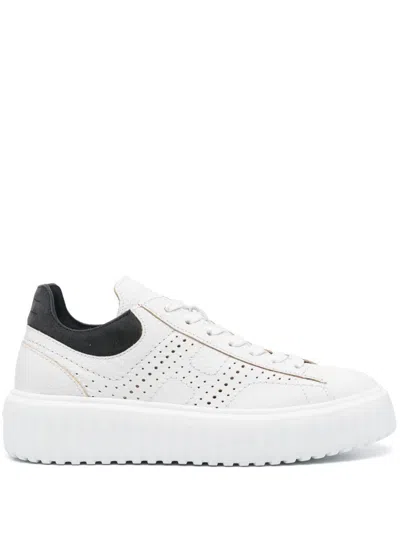 Hogan H-stripes Leather Sneakers In White