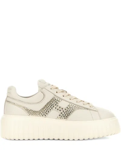 Hogan H-stripes Leather Sneakers In White