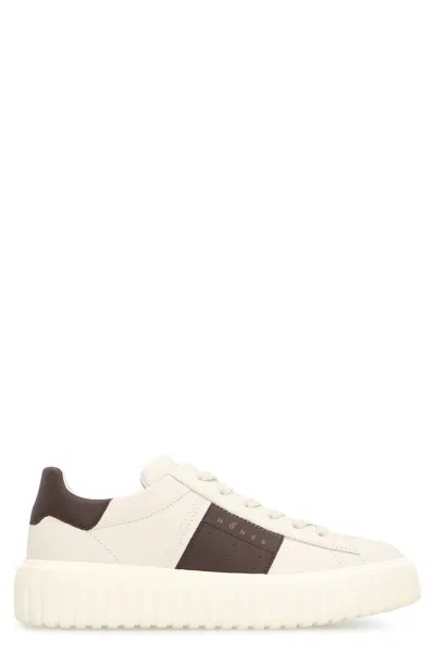 Hogan H-stripes Leather Sneakers In White