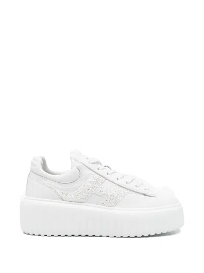 Hogan H-stripes Leather Sneakers In White