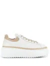 Hogan Leather H-stripes Platform Sneakers In White