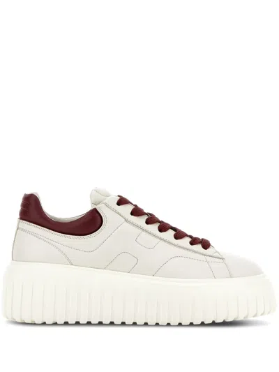 Hogan H-stripes Leather Sneakers In Beige