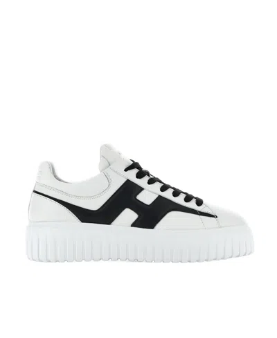 Hogan H-stripes Low-top Sneakers With Smooth Leather Upper In White