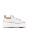 Hogan Leather H-stripes Platform Sneakers In White