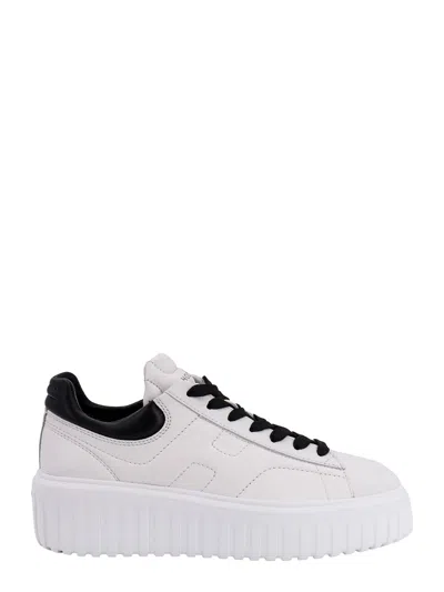 Hogan H-stripes Leather Sneakers With Contrasting Detail In White