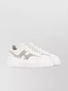 Hogan H-stripes Leather Sneakers With Embellished Flatform Sole