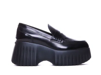Hogan H-stripes Platform Loafers In Black