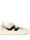 Hogan H-stripes Logo Lace-up Sneakers In Neutral