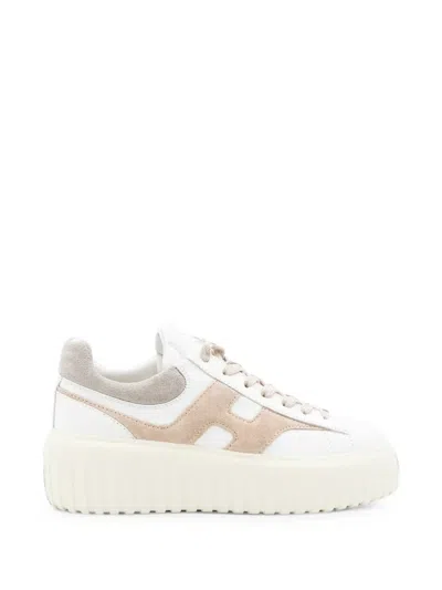 Hogan H- Stripes Logo-patch Panelled Sneakers In White