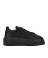 Hogan H-stripes Allacciato H Leather Sneakers In Black