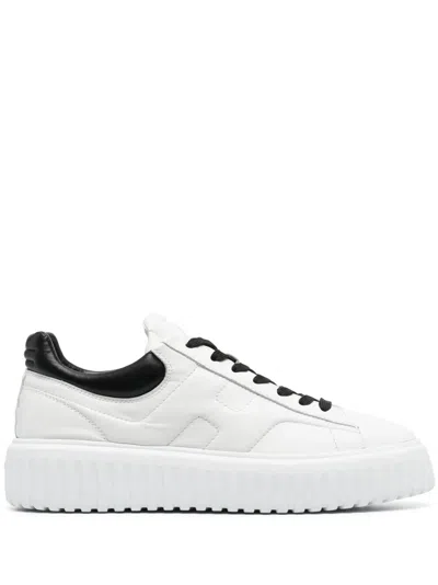 Hogan Low-top White Nappa Leather Sneakers With Suede Accents