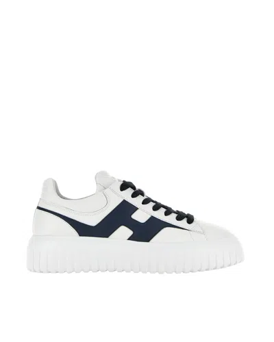 Hogan H-stripes Low-top Sneakers With Smooth Leather Upper In White