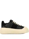 Hogan Leather And Suede Sneakers With Contrasting Sole In Black