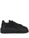 Hogan Minimalist Black Leather Sneakers With Thick Platform Sole In Black
