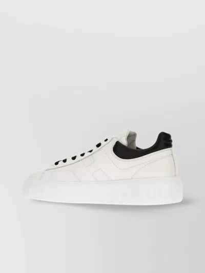 Hogan H-stripes Nappa Leather Sneakers In Black