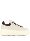 Hogan Low-top Sneakers With Rubber Sole And Platform In Neutral