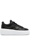 Hogan H-stripes Quilted Platform Lace-up Sneakers In Black