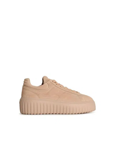 Hogan H-stripes Leather Sneakers In Pink