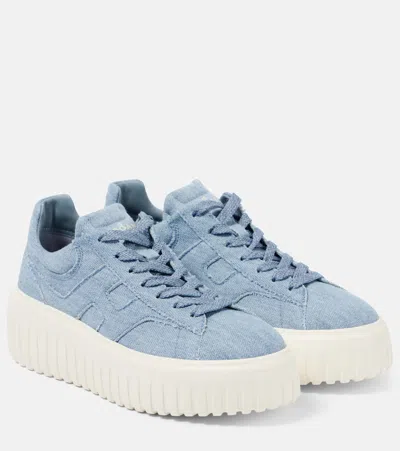 Hogan H-stripes Platform Sneakers In Ashley Blue