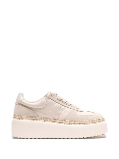 Hogan H-stripes Platform Sneakers In Neutral