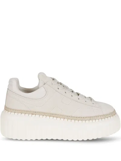 Hogan H-stripes Platform Sneakers In Neutrals