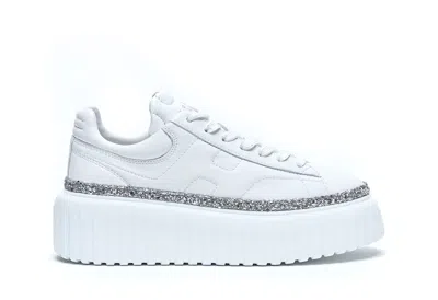 Hogan H-stripes Platform Sneakers In White