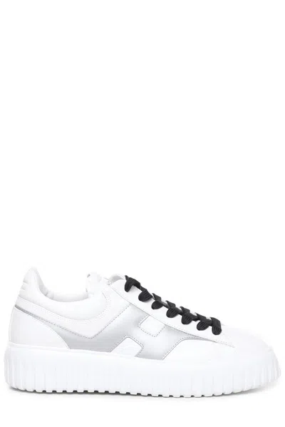 Hogan H-stripes Round Toe Sneakers In White