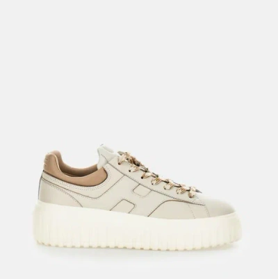 Hogan H-stripes Smooth Leather Sneakers In Neutral