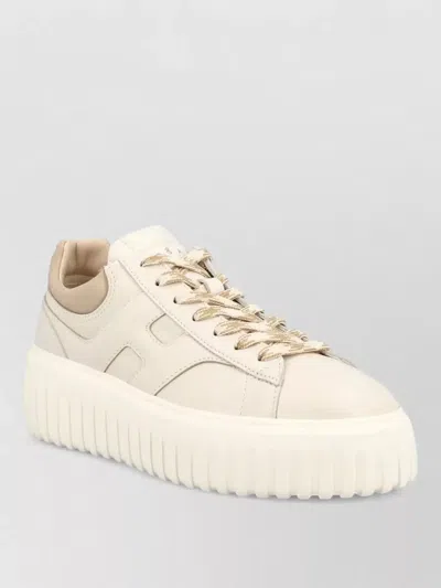 Hogan H Stripes Smooth Leather Platform Sneakers In Multi