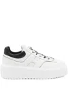 Hogan H-stripes Smooth Leather Sneakers Shoes In White