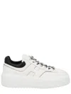 Hogan H-stripes Smooth Leather Sneakers Shoes In White