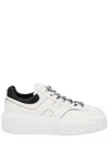 Hogan H-stripes Smooth Leather Sneakers Shoes In White