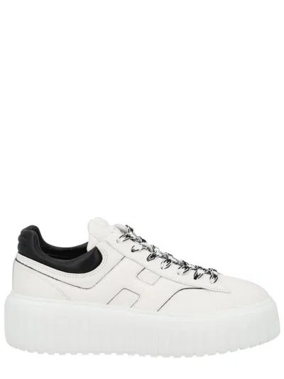 Hogan White Calfskin Mutton Sneakers In Multi