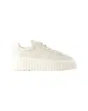 Hogan Light Beige Calf Leather Sneakers In White