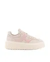 Hogan Two-tone Nappa Leather H-stripes Sneakers In Neutral
