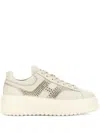 Hogan H-stripes Leather Sneakers In Neutral