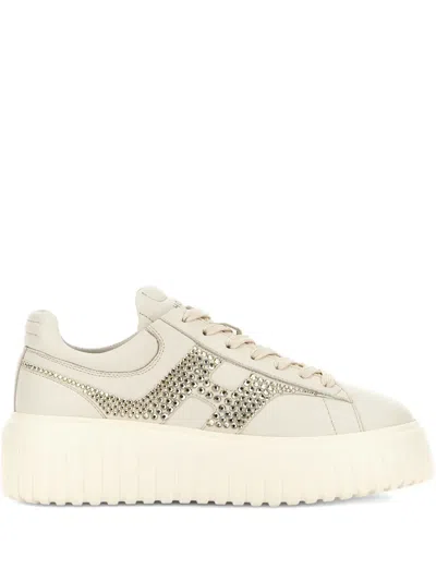 Hogan H-stripes Leather Sneakers In White