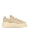 Hogan H-stripes Suede Platform Sneakers In Neutral