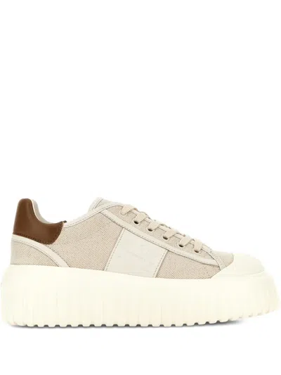 Hogan H-stripes Sneakers In Gold