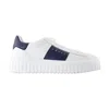 Hogan Panelled Design Calf Leather Sneakers With Chunky Sole In White