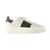 Hogan Sneakers Striped Panel Flat Sole In White