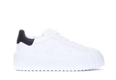 Hogan H-stripes Lace-up Leather Sneakers In White