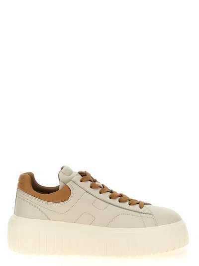 Hogan H-stripes Sneakers Beige In Gold