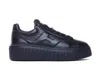 Hogan H-stripes Allacciato H Leather Sneakers In Black