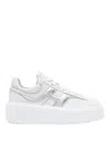 Hogan H-stripes Leather Sneakers In Blanco