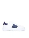 Hogan Sneakers H-stripes In White Leather With Blue Stripe In Blanco