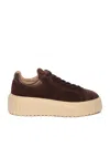 Hogan H-stripes Suede Platform Sneakers In Brown